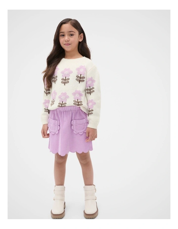 Scallop Cord Skirt in Orchid image 3