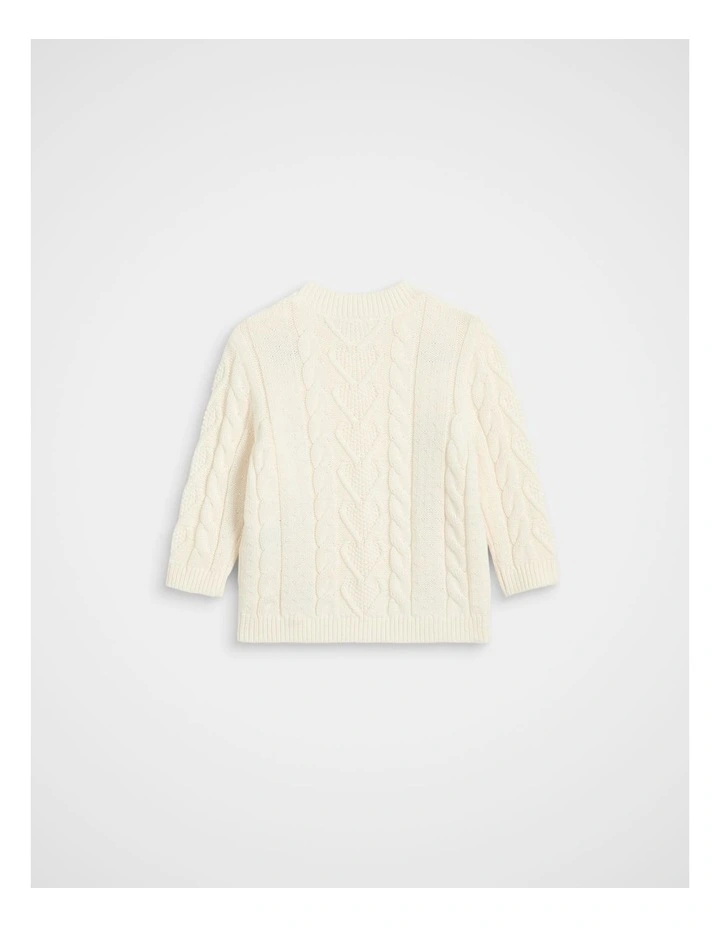 Floral Cable Knit Sweater in Classic Cream image 2