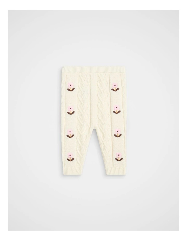 Floral Cable Knit Pant in Classic Cream image 1