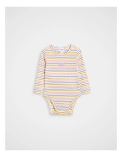 Stripe Rib Bodysuit in Multi