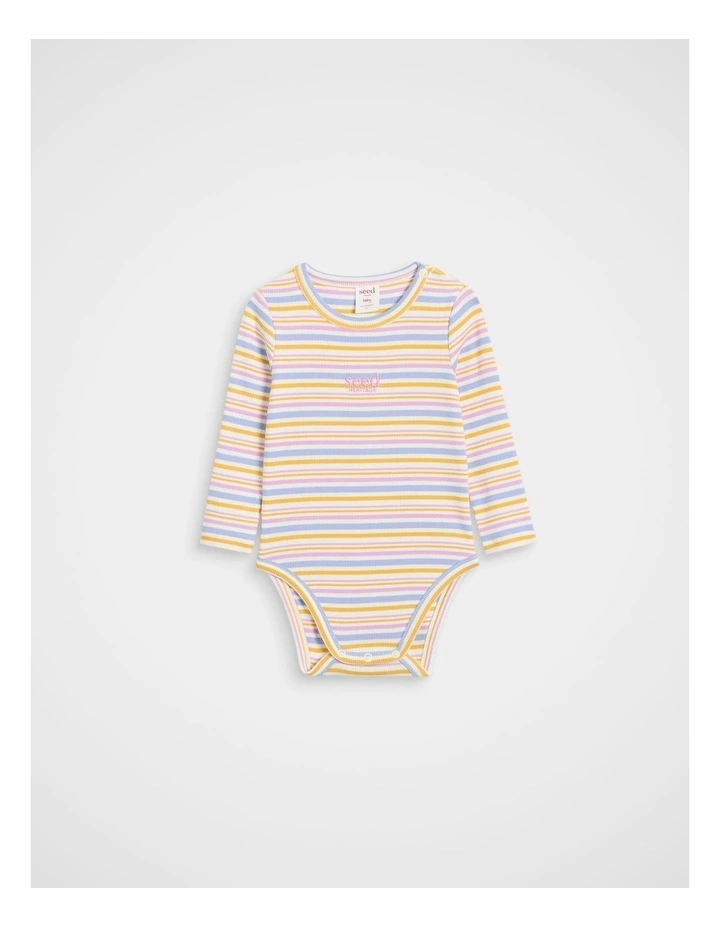 Stripe Rib Bodysuit in Multi image 1