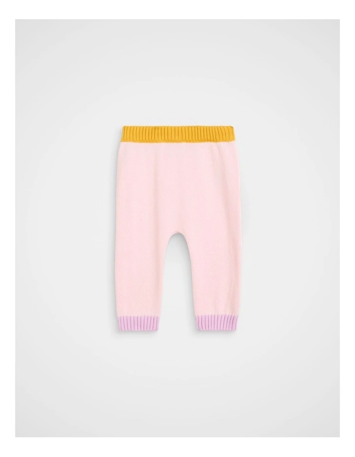 Colour Block Knit Pant in Pink Lemonade image 1