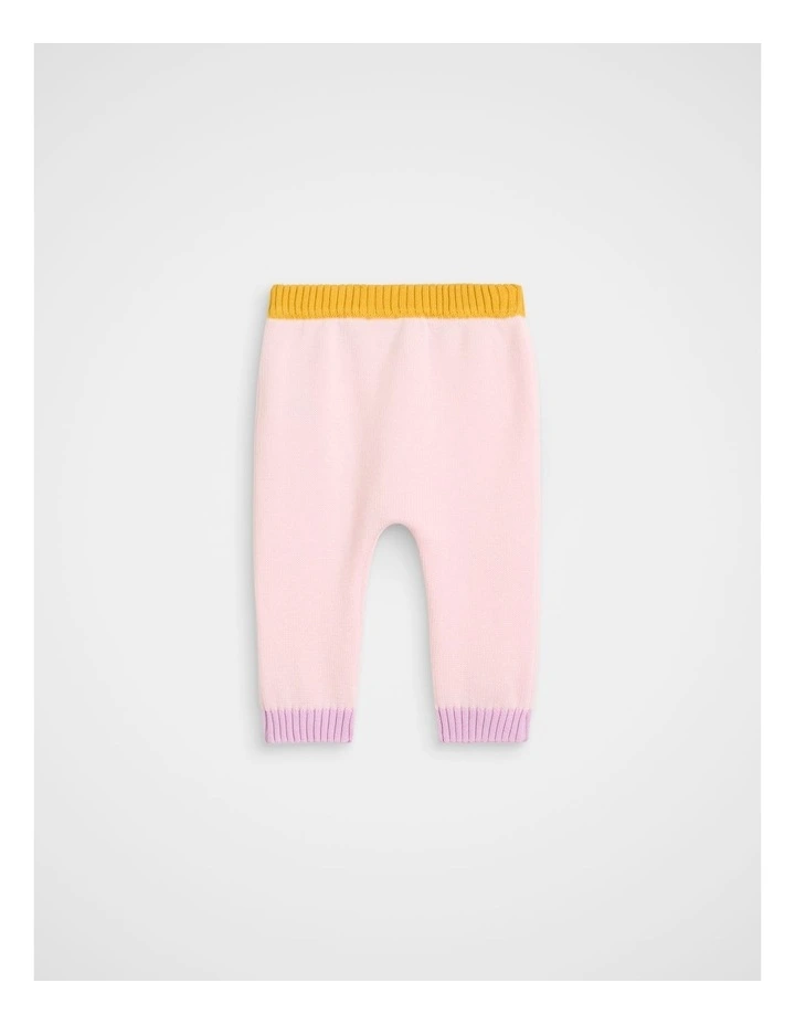 Colour Block Knit Pant in Pink Lemonade image 2