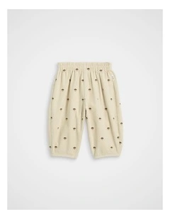 Embroidered Cord Pant in Milk Tea