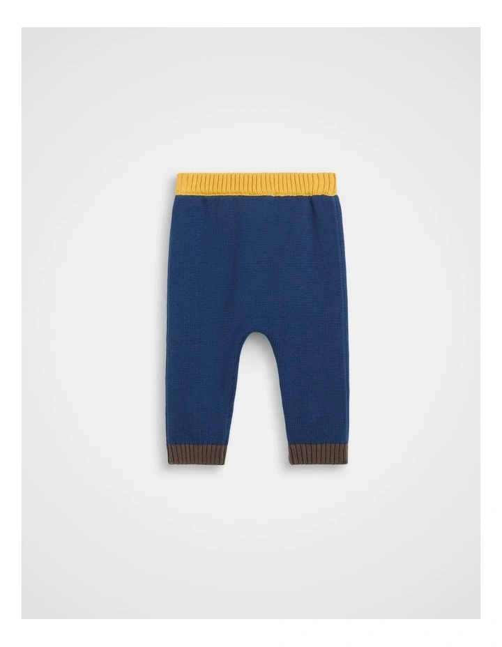 Colourblock Knit Pant in French Navy image 2
