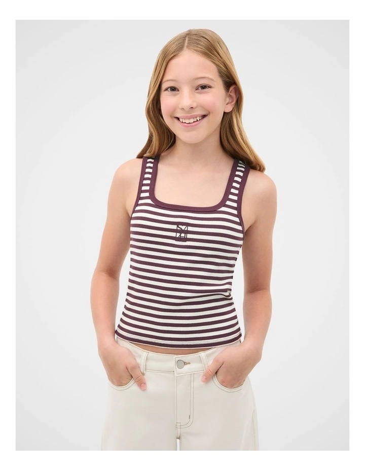 Striped Logo Tank in Mulberry image 1