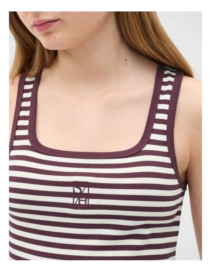 Striped Logo Tank in Mulberry image 4