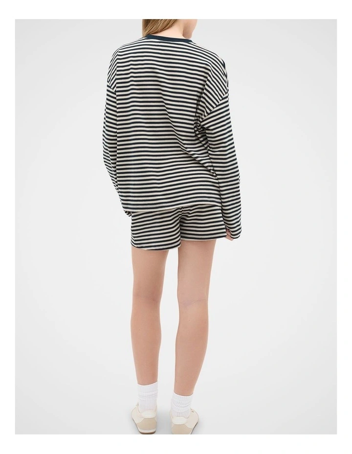 Stripe Boyfriend Tee in New Navy image 2