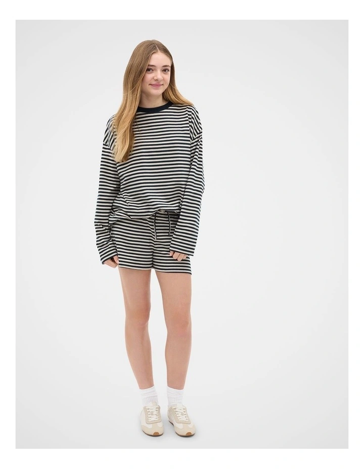 Stripe Boyfriend Tee in New Navy image 3