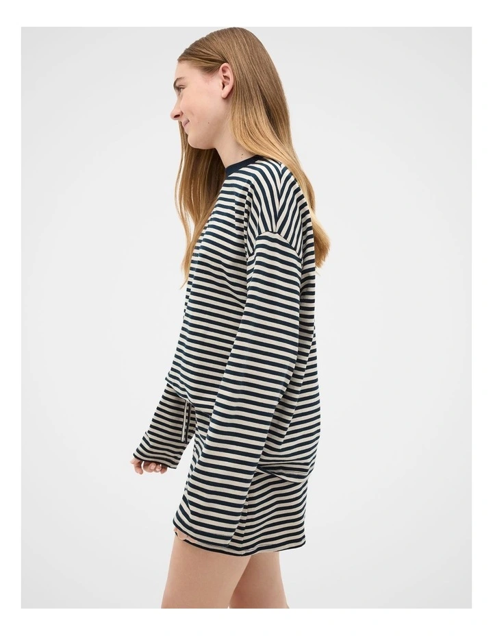 Stripe Boyfriend Tee in New Navy image 4