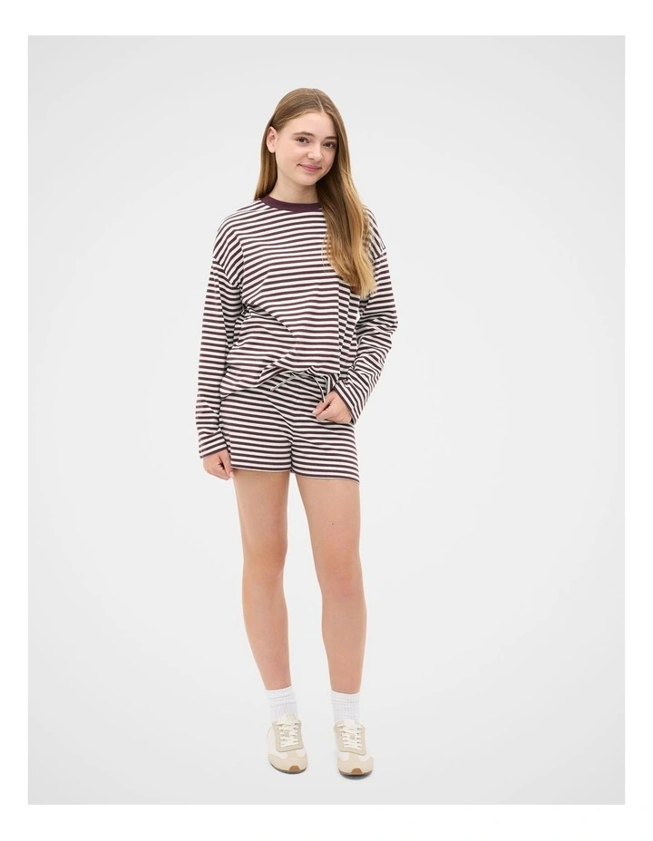 Stripe Boyfriend Tee in Mulberry image 4