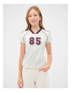V Neck Baby Tee in Classic Cream