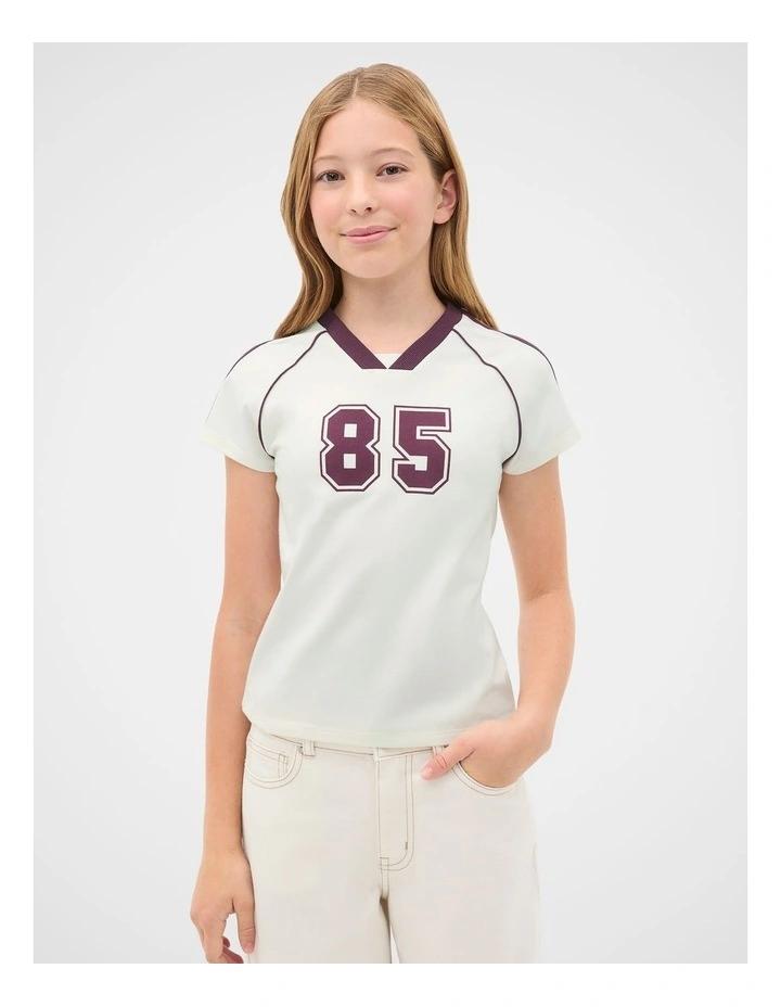V Neck Baby Tee in Classic Cream image 1