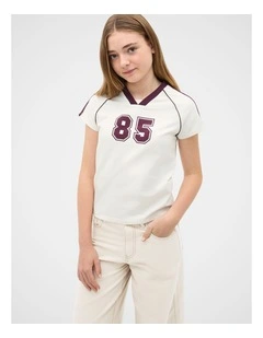 V Neck Baby Tee in Classic Cream