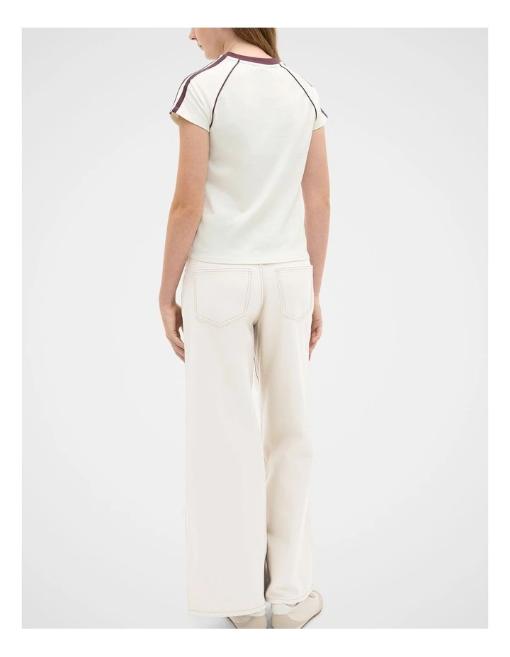 V Neck Baby Tee in Classic Cream image 2