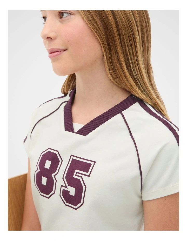 V Neck Baby Tee in Classic Cream image 3