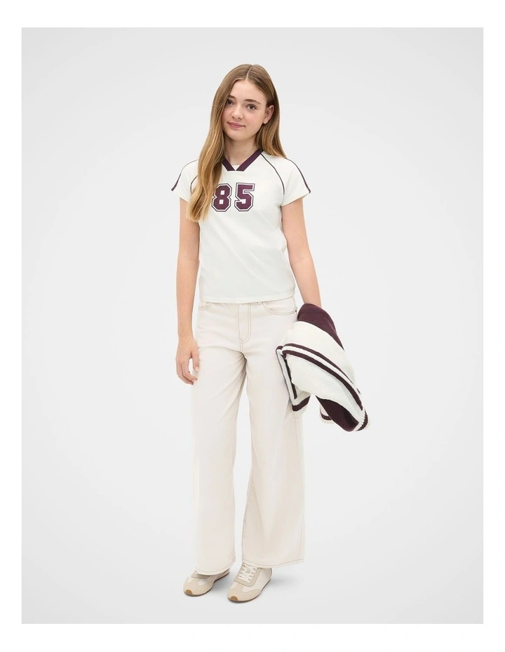 V Neck Baby Tee in Classic Cream image 3