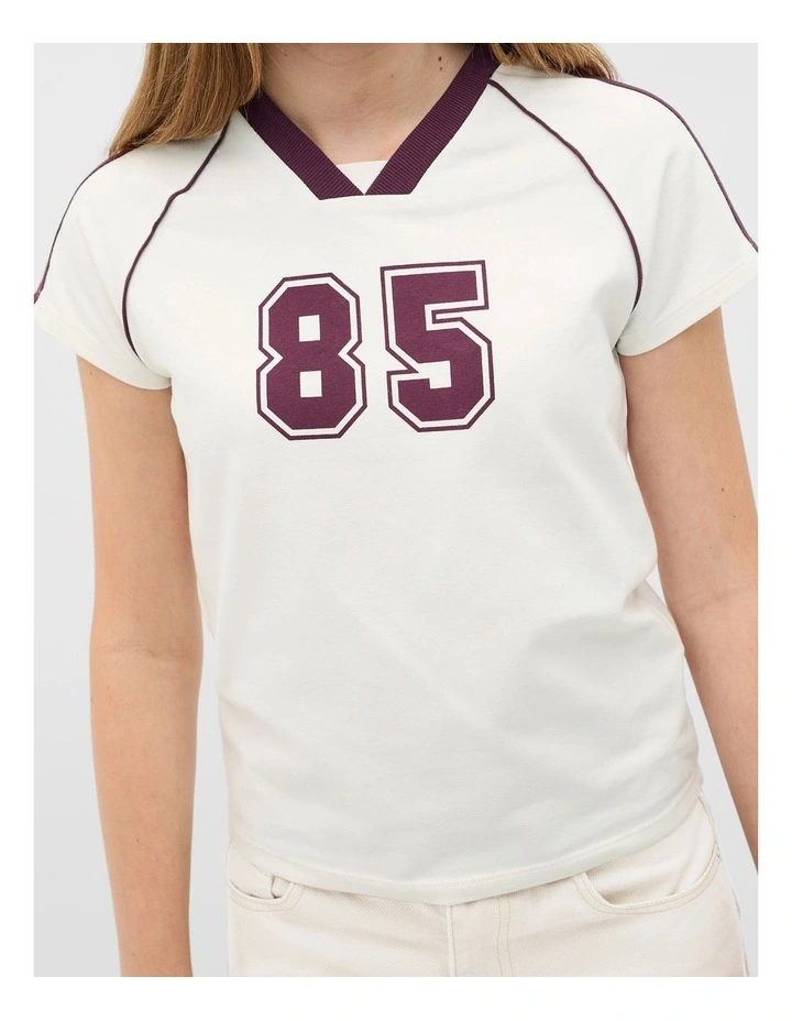V Neck Baby Tee in Classic Cream image 4