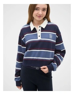Striped Rugby Sweat in New Navy