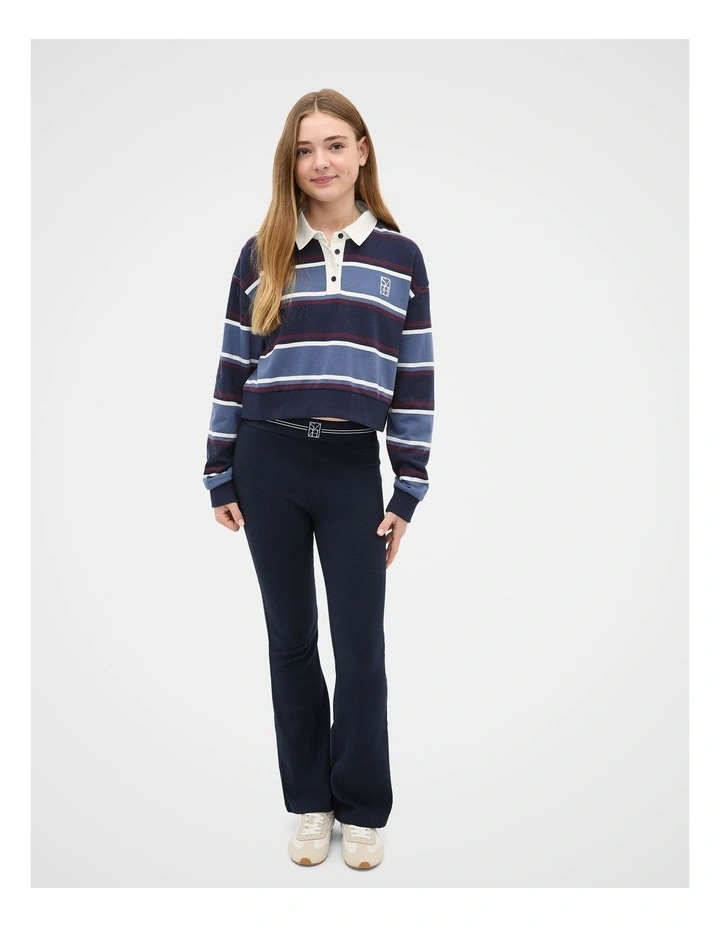 Striped Rugby Sweat in New Navy image 3