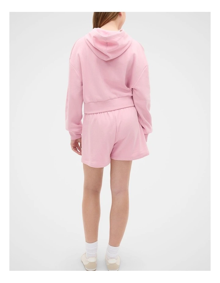 Logo Cropped Hoodie in Rose Pink image 2
