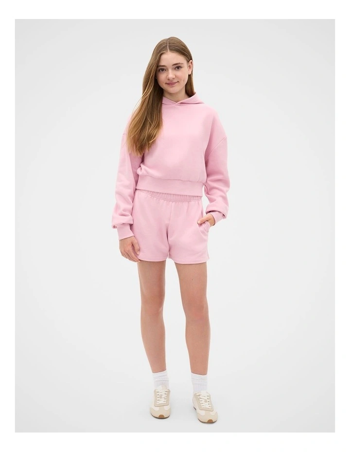 Logo Cropped Hoodie in Rose Pink image 3