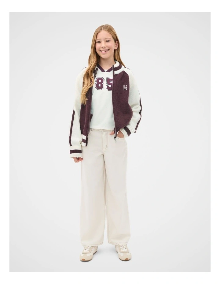 Zip Up Knit Bomber in Mulberry image 4
