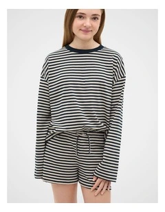 Stripe Pull On Short in New Navy