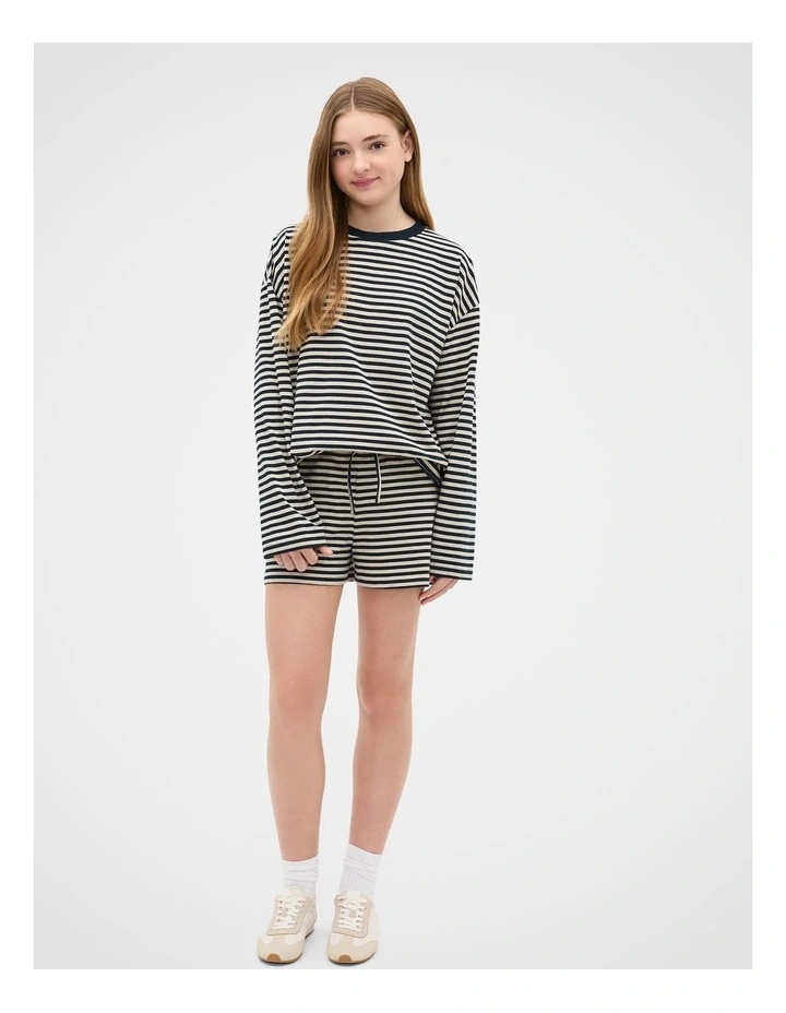 Stripe Pull On Short in New Navy image 3