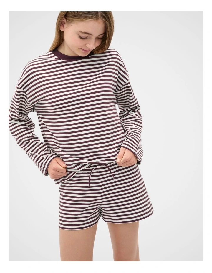 Stripe Pull On Short in Mulberry image 3