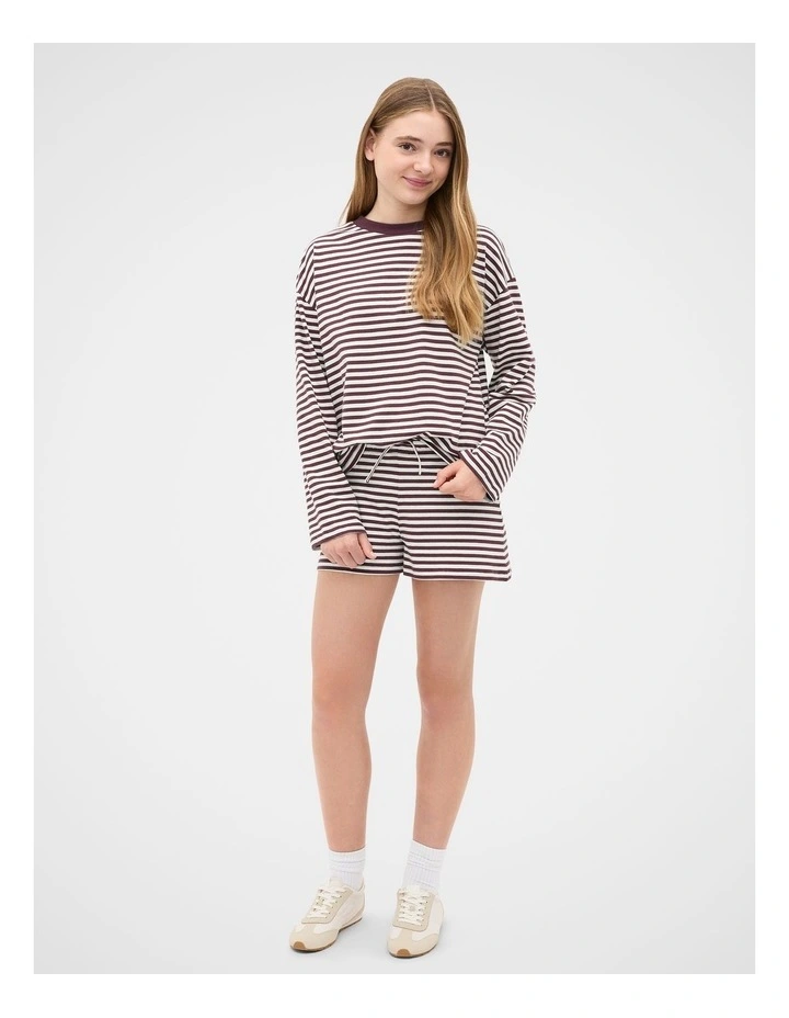 Stripe Pull On Short in Mulberry image 4