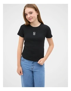 Logo Rib Tee in Black