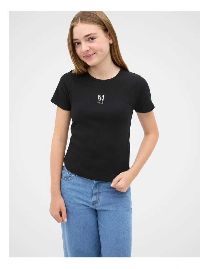 Logo Rib Tee in Black image 1