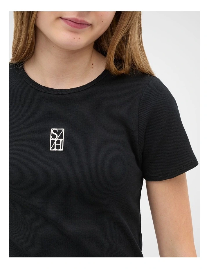 Logo Rib Tee in Black image 3