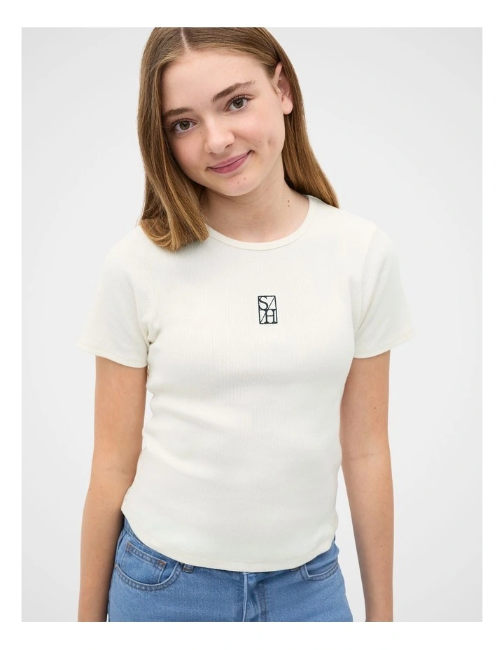 Logo Rib Tee in Classic Cream image 1