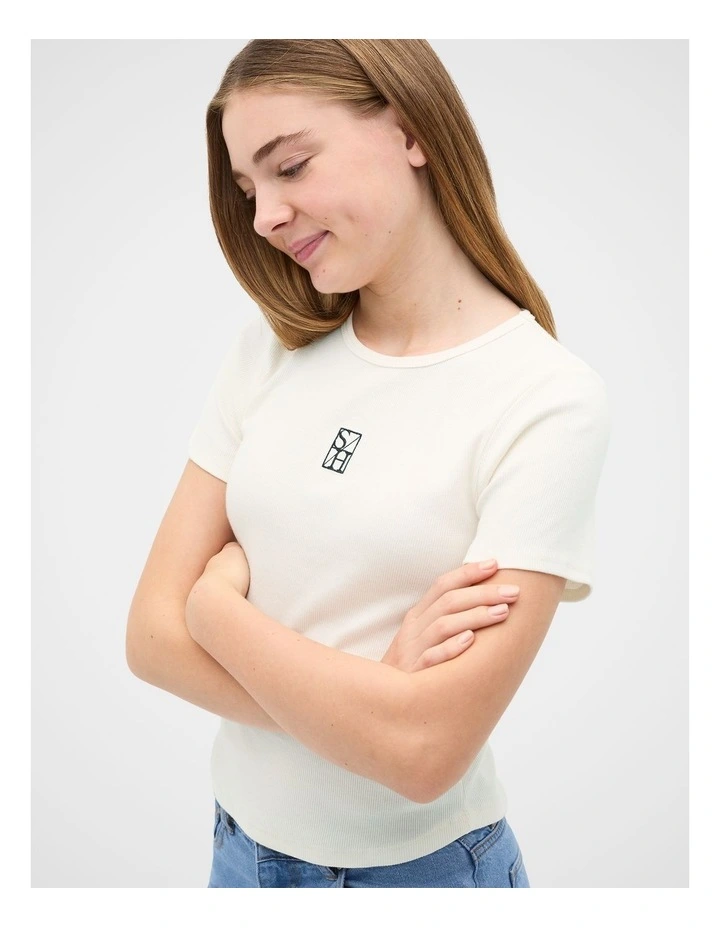Logo Rib Tee in Classic Cream image 3