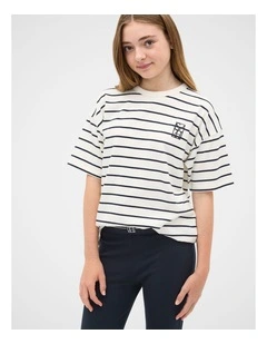 Core Logo Tee in Navy Stripe