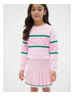 Pleat Knit Skirt in Pink Lemonade