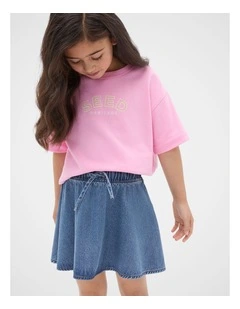 Denim Circle Skirt in Vintage Blue