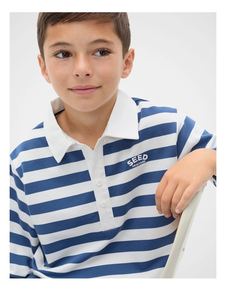 Stripe Collar Logo Sweat image 3