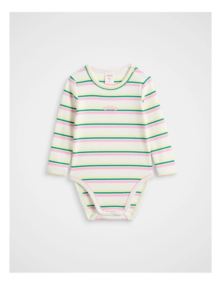 Stripe Rib Bodysuit in Multi image 1