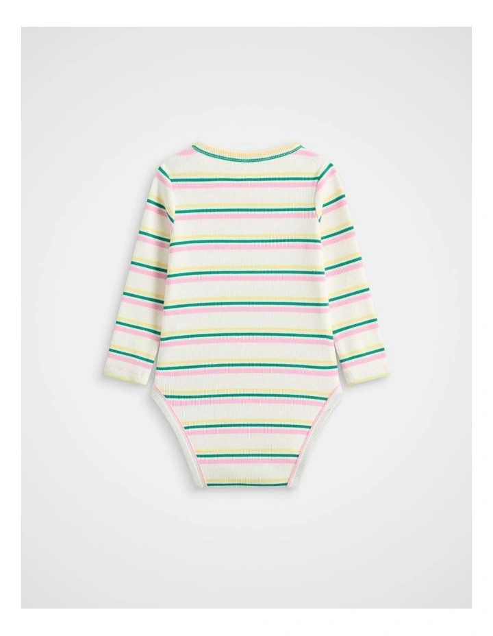 Stripe Rib Bodysuit in Multi image 2
