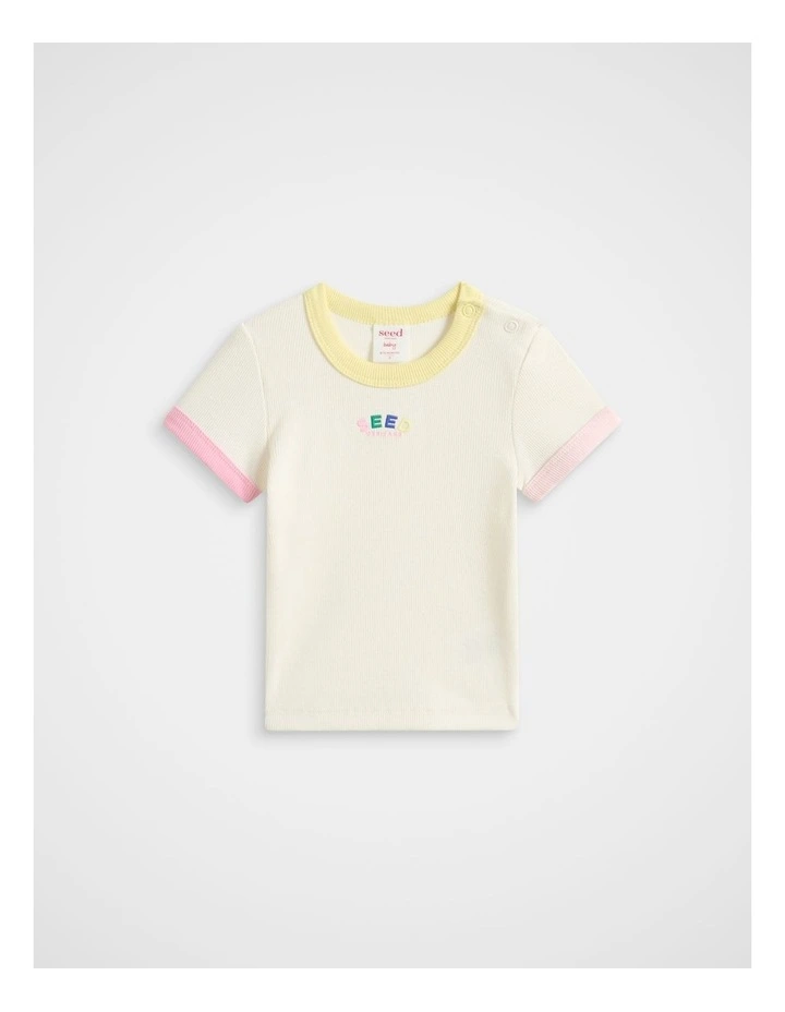 Bind Logo Rib Tee in Classic Cream image 1