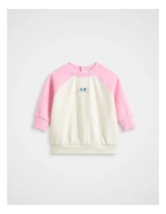Colourblock Logo Sweat in Classic Cream