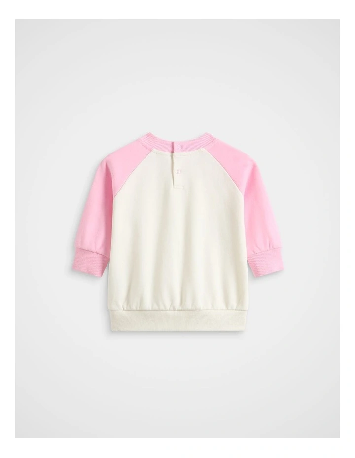 Colourblock Logo Sweat in Classic Cream image 2