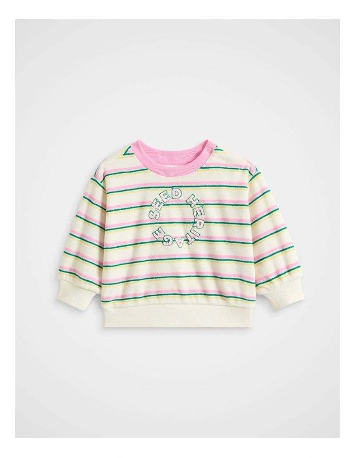 Stripe Toweling Sweat in Multi image 1