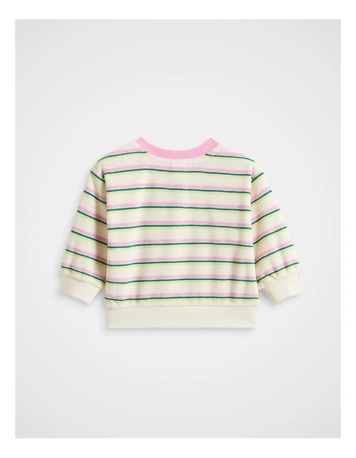 Stripe Toweling Sweat in Multi image 2