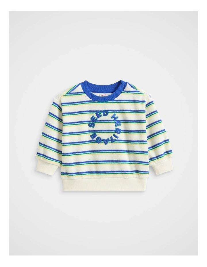 Stripe Towelling Sweat in Multi image 1