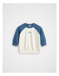Core Colourblock Sweat in Washed Navy