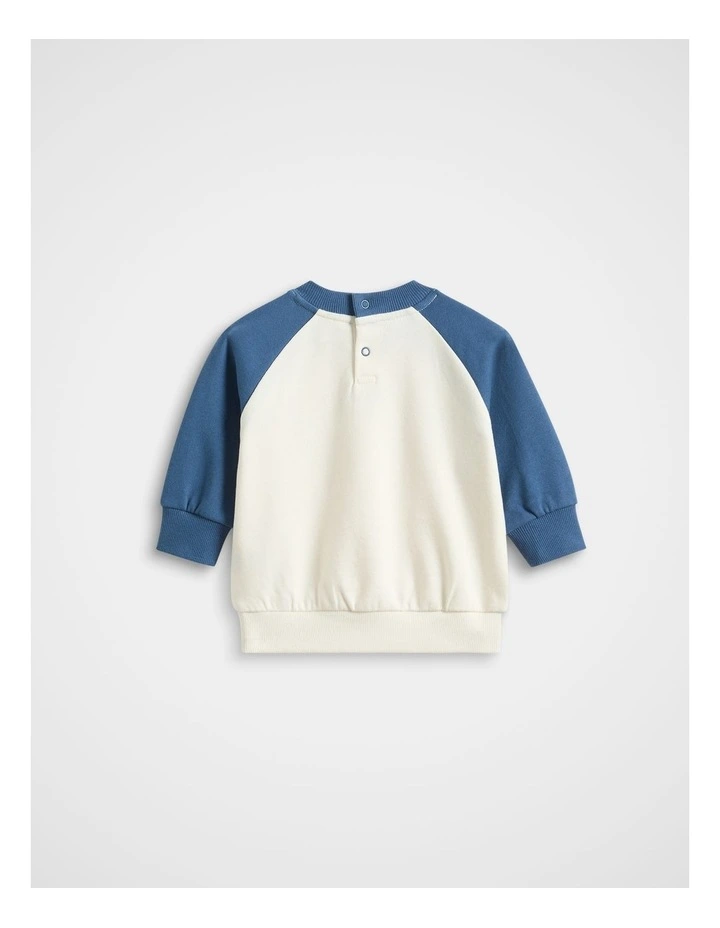Core Colourblock Sweat in Washed Navy image 2